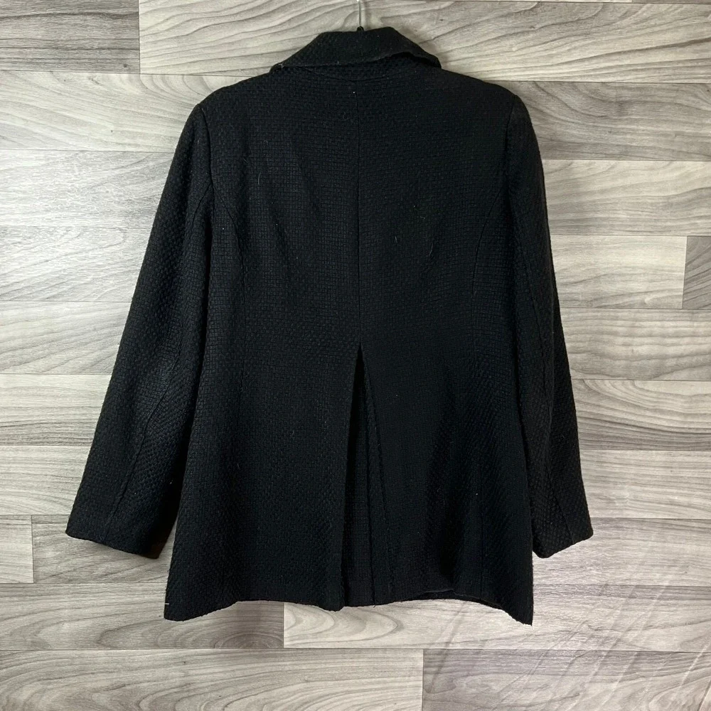 Briggs New York Peacoat Womens 8 Black Textured Acrylic Blend Button‎ Lined Warm
